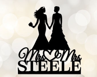 Lesbian Wedding Cake Topper, Mrs And Mrs Wedding Cake Topper, Two Women Wedding, Bride and Bride Cake Topper, Same Sex Wedding S003