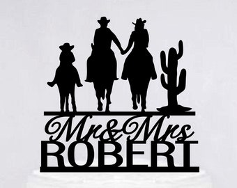 Cowboy Wedding Cake Topper | Custom Cowboy Family Cake Topper | Cowboy And Cowgirl Cake Topper | Country Western Cake Topper C299
