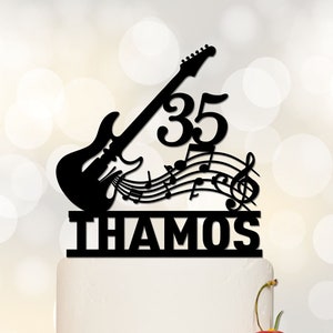 Electric Guitar cake topper | Electric Guitar Birthday Cake topper | Guitar Theme Party | Happy Birthday Topper | Custom Cake Topper A057
