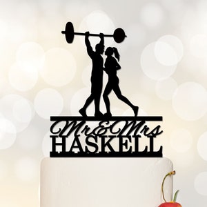 Fitness Wedding Cake Topper | Runner Cake Topper | Weight lifting Couple Cake Topper | Mr And Mrs Cake Topper C340