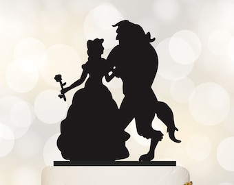 Beauty And Beast Wedding Cake Topper,Custom Cake Topper,Elegant Cake Topper,Disney Style Cake Topper,Unique Cake Topper - P057