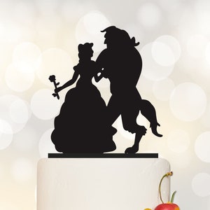 Beauty And Beast Wedding Cake Topper,Custom Cake Topper,Elegant Cake Topper,Disney Style Cake Topper,Unique Cake Topper - P057