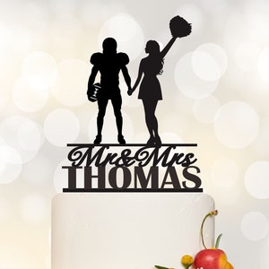 Football Cake Topper,Football Wedding Cake Topper, Cheerleaders Cake Topper,Couple Cake Topper, Football Theme Decor,Custom Cake Topper C342