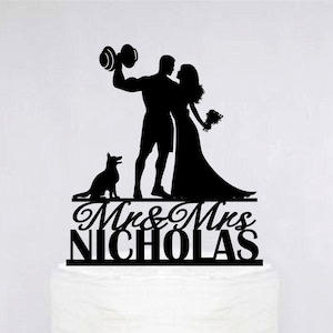 Culturismo pastel de boda Topper / Pastel de fitness personalizado Topper / Crossfit Pareja Topper / Gimnasio levantamiento de pesas Topper C301