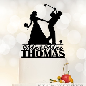 Golf Wedding Cake Topper | Golf Cake Topper | Golfing Couple Cake Topper | Funny Cake Topper | Bride Dragging Groom Cake Topper C349