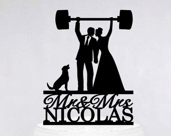 Custom Fitness Cake Topper | Couple Wedding Cake Topper | Weight lifting Groom and Bride | Gym Cake Topper C305