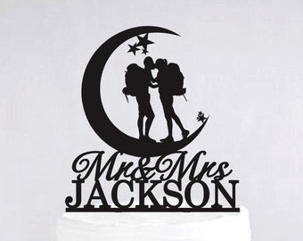 Mountain Climbers Wedding Cake Topper | Climbing Cake Topper | Rock Climbing Couple Cake Topper | Outdoor Wedding C333