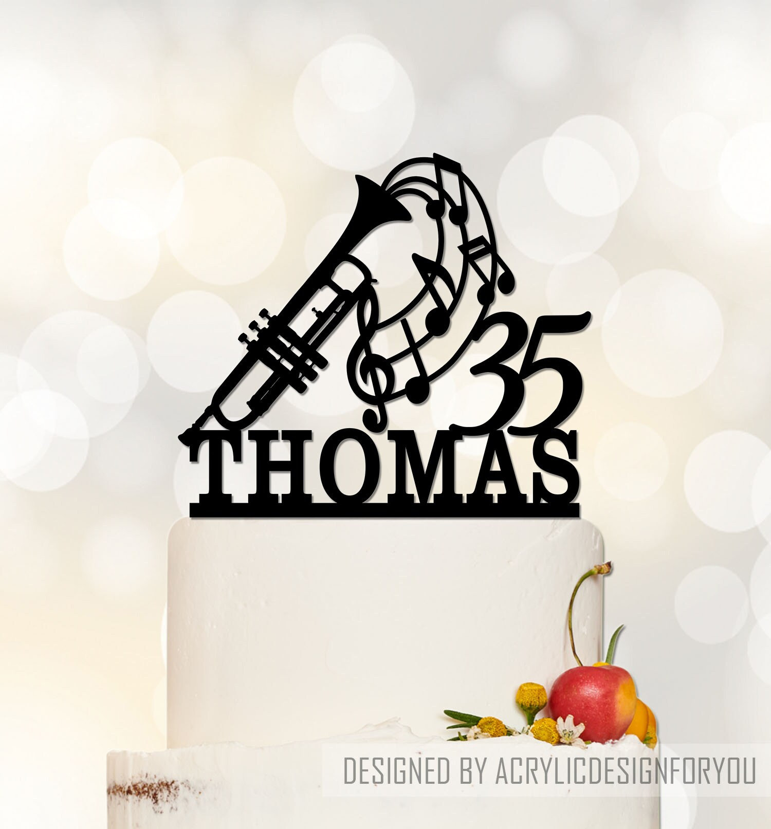Trumpet cake topper | Trumpet Birthday Cake topper | Personzalied Birthday Cake Topper | Musical Theme Party | Custom Cake Topper A059