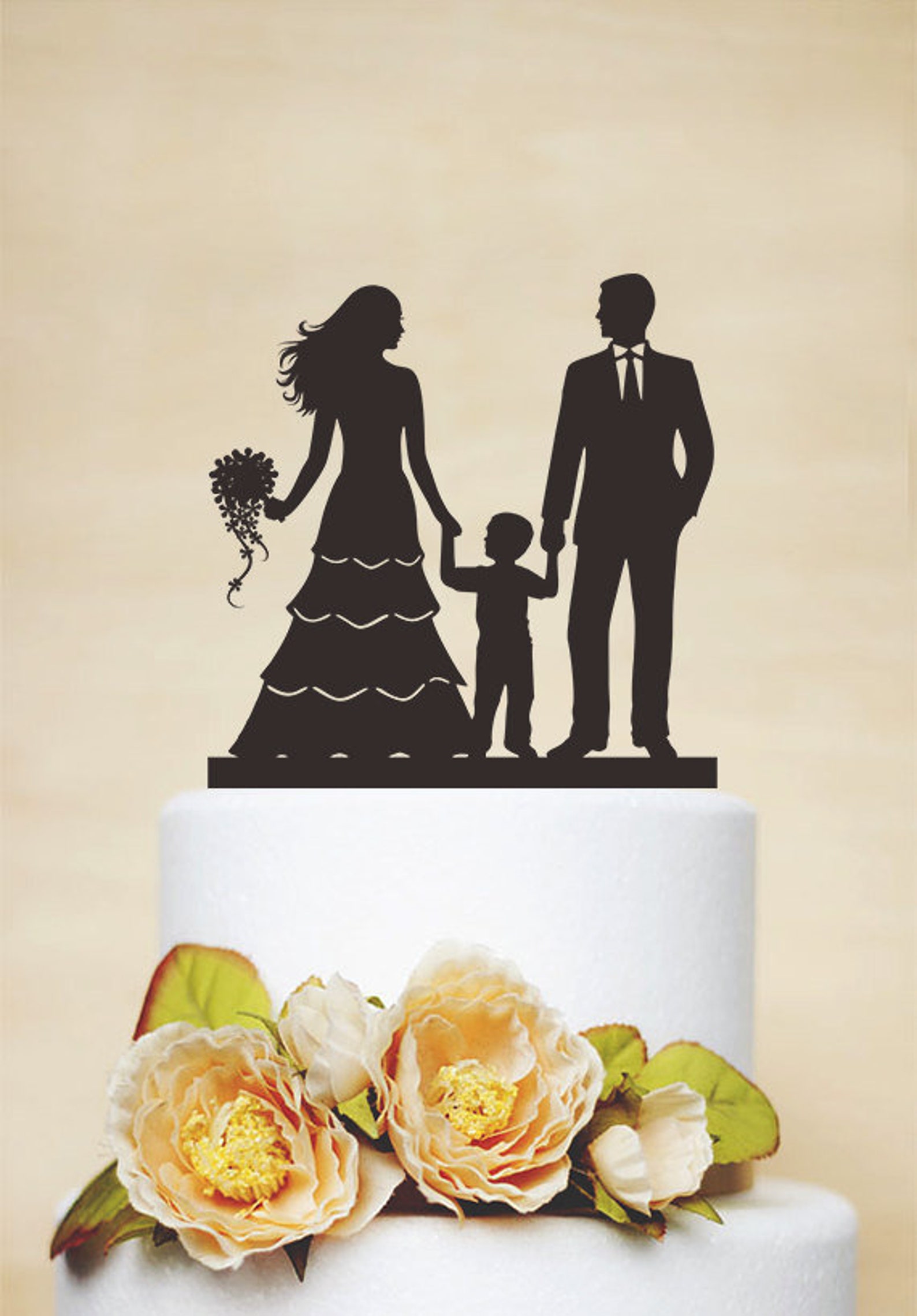 Wedding Cake Topper,bride and Groom With a Little Boy, Custom Cake ...