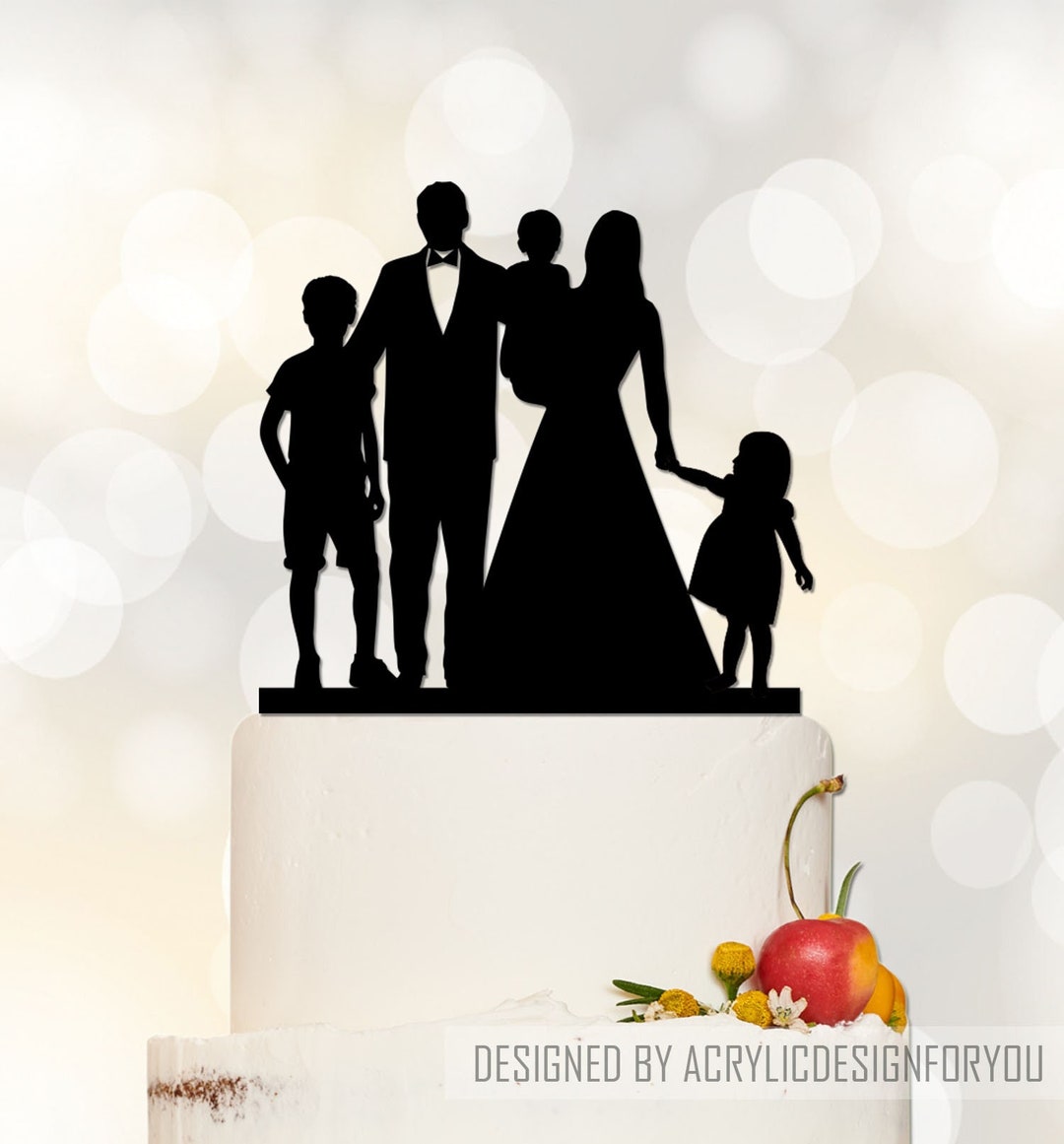Family Wedding Cake Topper,bride and Groom With Children Cake Topper ...
