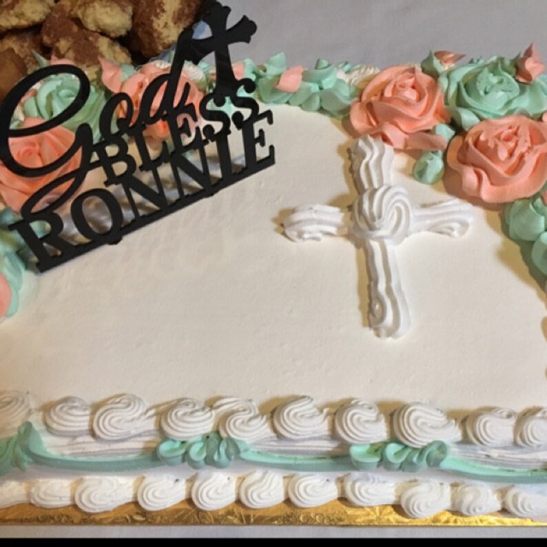 Baptism Cake Topper With Name and Crosspersonalized Cake Etsy