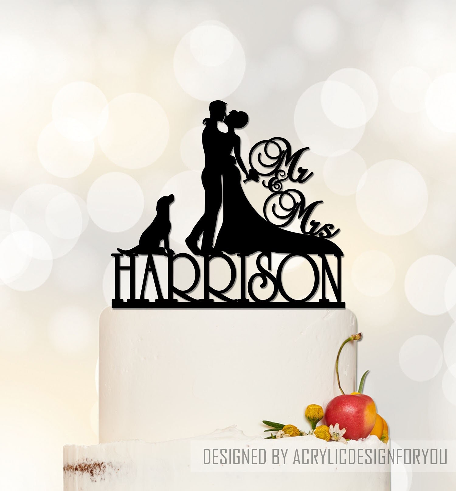 Mr & Mrs Wedding Cake Topper Custom Cake Topper With Last - Etsy