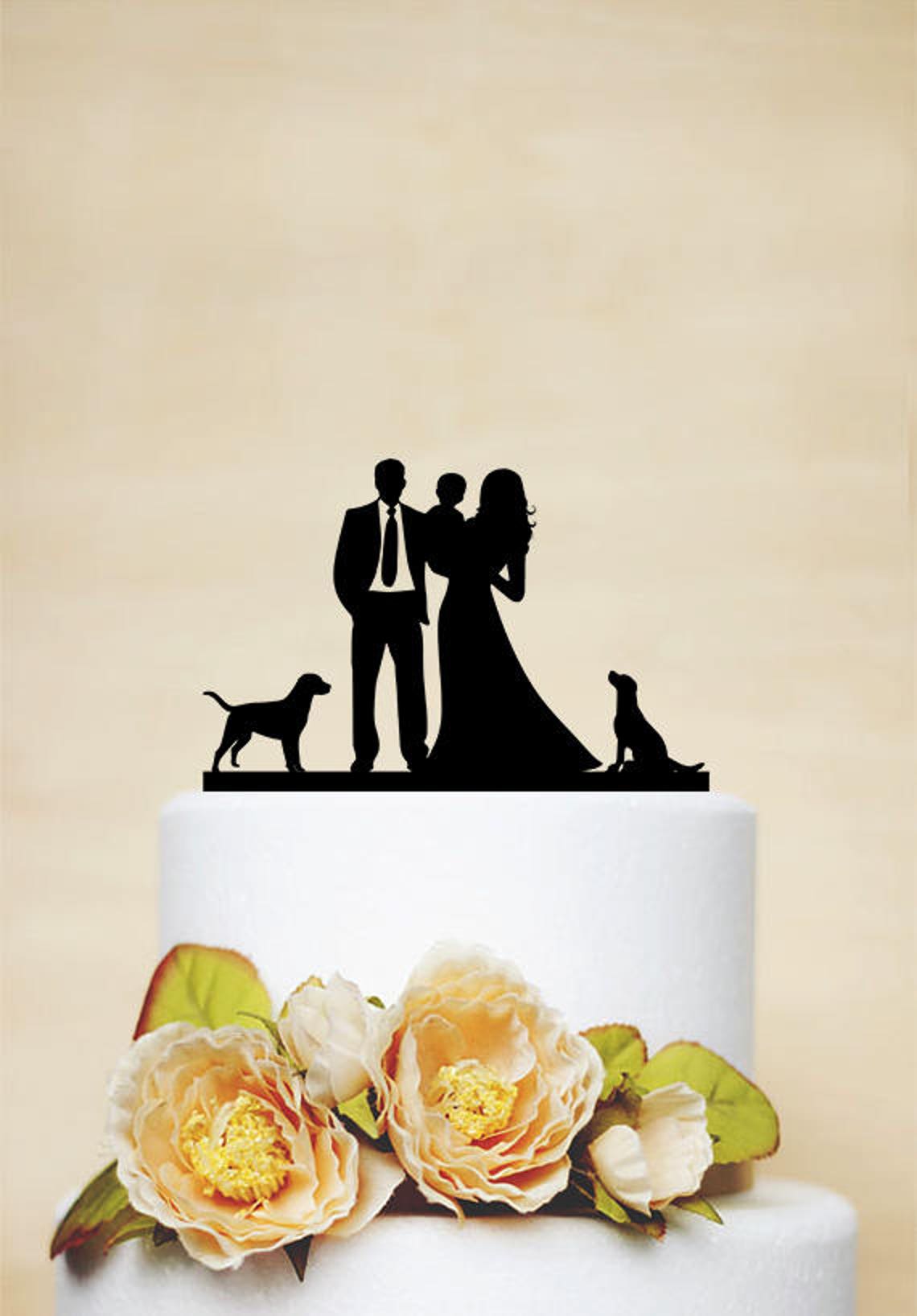 Family Wedding Cake Topper,couple With a Little Boy,custom Dog Cake ...