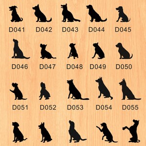 May include: A chart with silhouettes of 20 different dog breeds. The chart is labeled "DOG BREED - 2" and each silhouette is numbered from D041 to D060.
