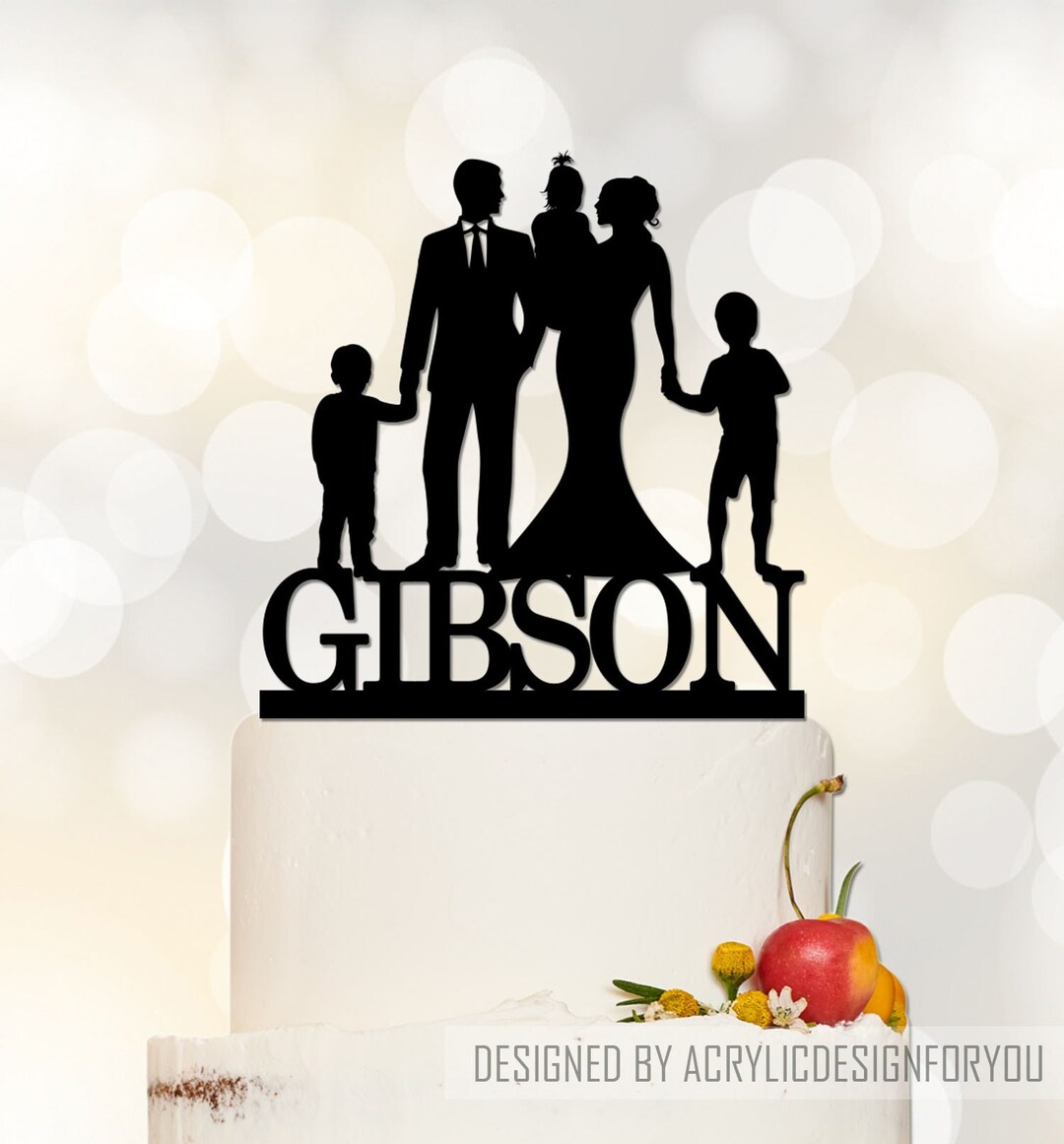 Family Wedding Cake Topper,groom and Bride Holding a Baby Girl With Two ...