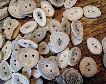 Deer Antler Buttons for 10 (7/8" size) Drilled From Mn. USA