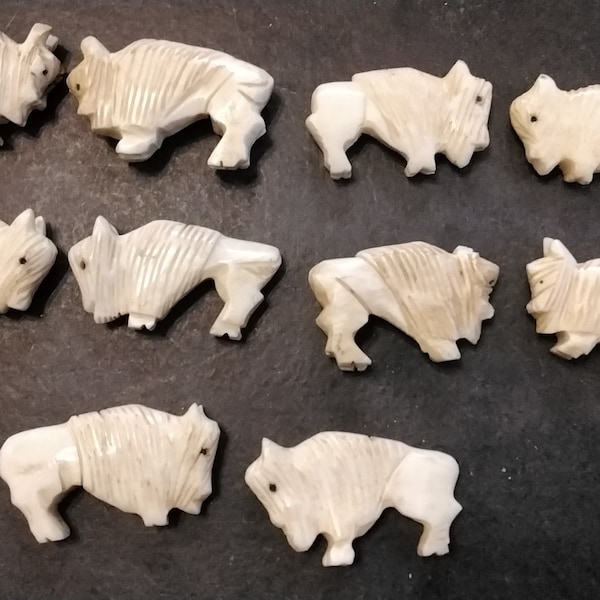 Buffalo Fetish Beads Carved Into A Buffalo For 2 Extra Large