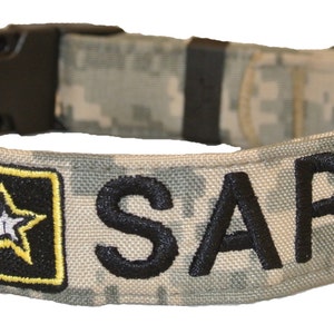 NORTHERN SAFARI™  Custom 1&quot; Personalized  Embroidered Military Dog Collars with plastic buckle and 1 LOGO! Made in the U.S.A.!