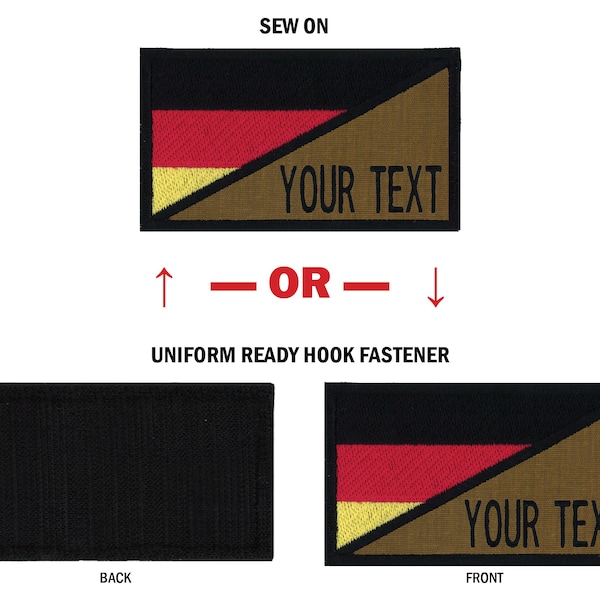 NORTHERN SAFARI™ Morale Personalized Text 2"x3.50" Germany Your Text Flag Patch W/Hook Fastener or Sew On! - USA Made!