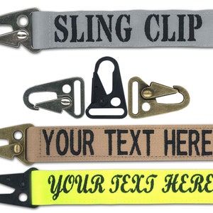 Custom Embroidered 6&quot; Double-Sided Sling Clip Style Luggage/Crate/Keyring Tag. Embroidered With Glow-in-the-Dark Thread.