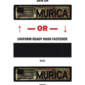 Northern Safari ™ MURICA avec drapeau des États-Unis, Nametape Size 1 « x3.75 » pouces Patch / Morale-Sew On ou Hook Fastener Backing! Plus de 35 tissus!