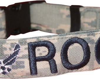 Northern Safari™ AIR FORCE Dog Collars with Plastic Buckle and 1 Logo!  Personalized, Embroidered, Customized for your pet! USA Made!