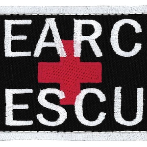 Northern Safari™ SEARCH & RESCUE Embroidered 2&quot;x4&quot; patch with with Border. Sew On or Hook Fastener backing! Made in USA!