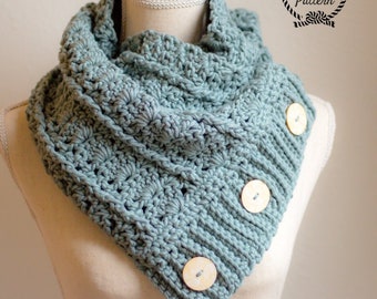 Elizabethan Crochet Cowl **Pattern Only. Crochet Cowl Pattern. Button Cowl Pattern. Crochet Scarf Pattern. Crochet Button Cowl. Chunky Scarf