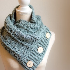 Elizabethan Crochet Cowl Pattern Only. Crochet Cowl Pattern. Button Cowl Pattern. Crochet Scarf Pattern. Crochet Button Cowl. Chunky Scarf image 5