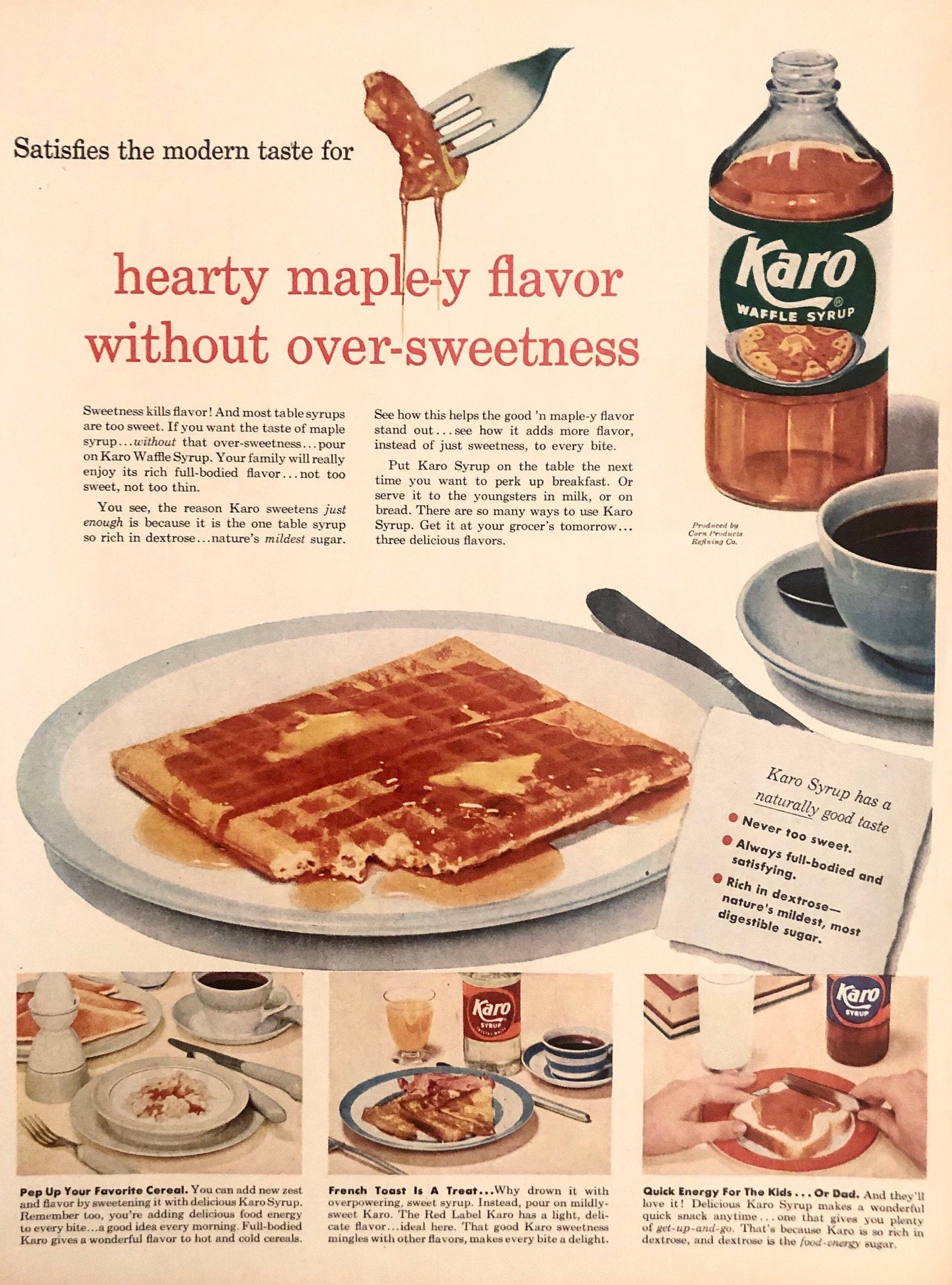 1954 Karo Waffle Syrup hearty Mapley Flavor Without Etsy