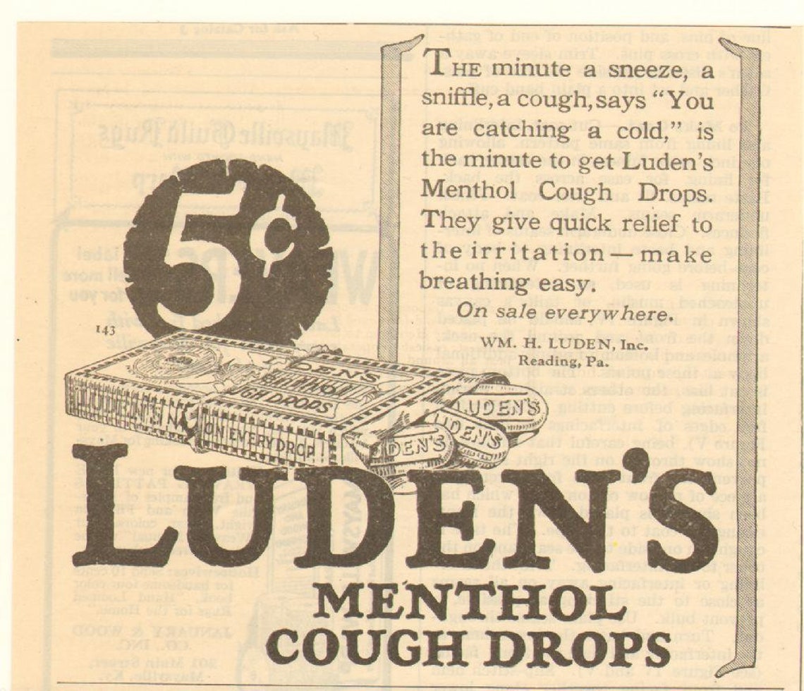 1925 Luden's menthol Cough Drops Vintage Ad Etsy