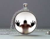 Man Behind the Glass Pendant, Photo Necklace, Metal and Glass Jewelry, Image Pendant, Picture Necklace, Photo Pendant (not glowing)