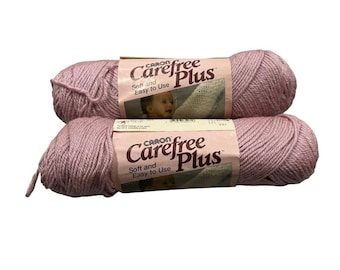 2 madejas de hilo vintage Caron Carefree Plus Country Rose rosa acrílico suave