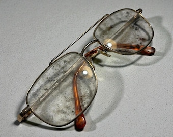Vintage Unisex Brille Gold Tone Drahtrahmen Leser Männer Frauen Square Grandpa