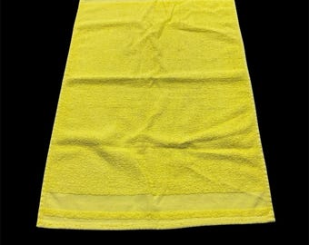 Toalla de baño vintage de mediados de siglo, color amarillo cañón, algodón, EE. UU., década de 1950