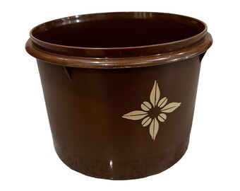 Recipiente Tupperware vintage para cocina, marrón, 264-19, estrella, sin tapa, 5 pulgadas
