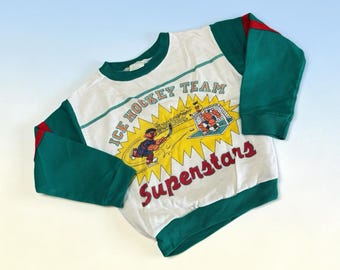 Vintage Boys Sesame Street Bert Ernie Hockey Sweatshirt Sz 6 80s Shirt