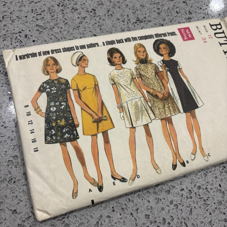 Vintage des années 1970 Butterick Sew Pattern 5086 Robe trapèze manches ...
