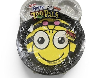 ZELDZAAM. Verzegelde, ongebruikte originele Hefty Zoo Pals papieren borden met diverse designs (24 stuks).
