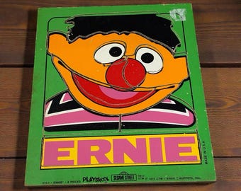Rompecabezas de madera vintage de Ernie Barrio Sésamo, juguete de regalo para niños, nostalgia