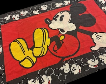 Funda de almohada vintage de Mickey Mouse de Disney de los años 90, color negro, rojo y blanco, para niños.