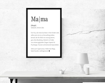 Affiche personnalisable « Définition Mama » - Cadeau personnel pour maman | Cadeau fête des mères | Cadeau maman | Cadeau maman