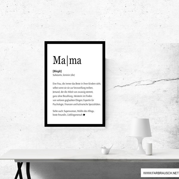 Personalisierbares Poster "Definition Mama"- Persönliches Geschenk für Mama