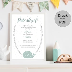 Persönlicher Patenbrief - Patenurkunde - Geschenk für die Taufpaten