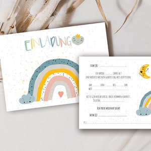 Einladungskarte zum Geburtstag | Einladung Geburtstag Kinder | Karte Einladung Kindergeburtstag mit Regenbogen