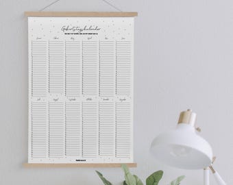 Perpetual wall calendar for birthdays | Birthday calendar | Birthday calendar | Wall calendar