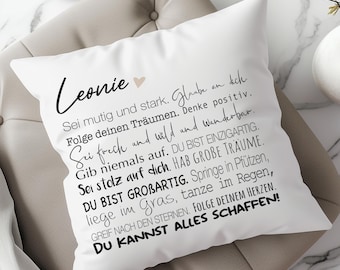 Kissen mit Name |  Geschenk Teenager | Geschenk Mädchen | Geschenk Geburtstag | Geschenk Tochter | Geschenk Sohn | Geschenk Konfirmation