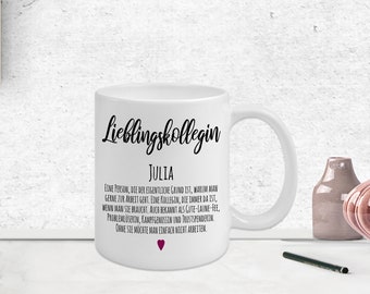 Personalized ceramic mug with definition of favorite colleague and name