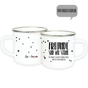 Personalized cup with name and saying "Friends are like stars"