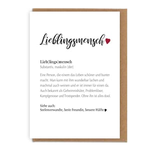 Karte Defintion Lieblingsmensch/Lieblinskollege/Mama/Papa.. mit Umschlag  | Geschenkidee zum Geburtstag, zu Weihnachten
